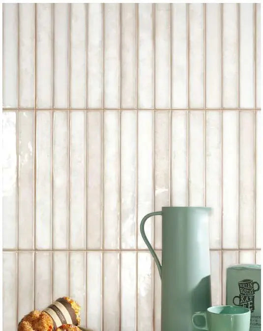 Spanish Brick Pearl ceramic wall tile installed as luminous interior wall cladding.