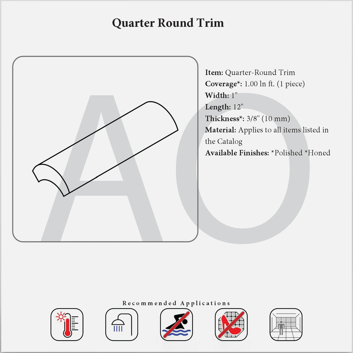 Carrara White Gioia marble 1×12 quarter-round trim for tile edges and decorative borders.