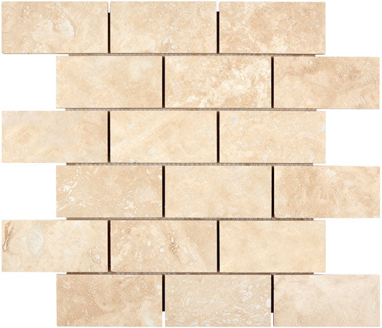 2×4 Mosaic showing honed warm ivory-beige Ivory Travertine.