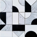 Modernist Expressions: Marble Mosaic - Abstract Noir - mosaic