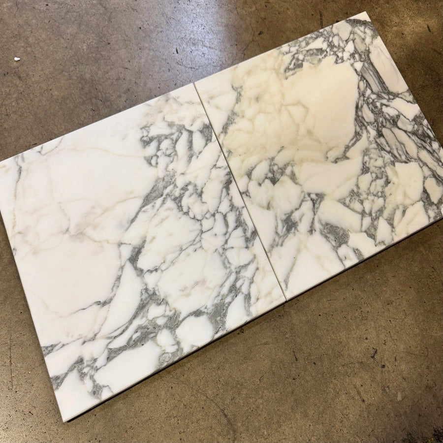 Arabescato Marble 12×12 marble tile showing polished 12×12 finish and natural stone variation