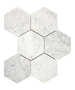 Carrara White Gioia Marble 5 in Hexagon Mosaic - mosaic