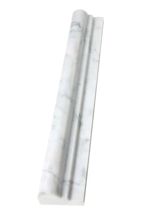 Carrara White Gioia marble 2×12 ogee liner in a polished or honed finish.