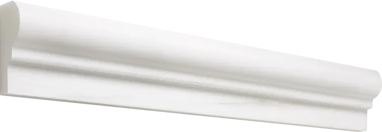 Bianco Dolomite marble 2×12 single-step ogee liner close-up.