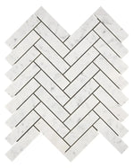 Carrara White Gioia Marble Herringbone 1 x 4 Mosaic - mosaic