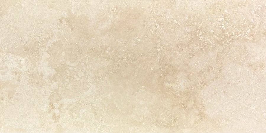 Bon Bon Beige Marble Tile showing 12×24 polished format and natural warm beige with subtle cream veining.