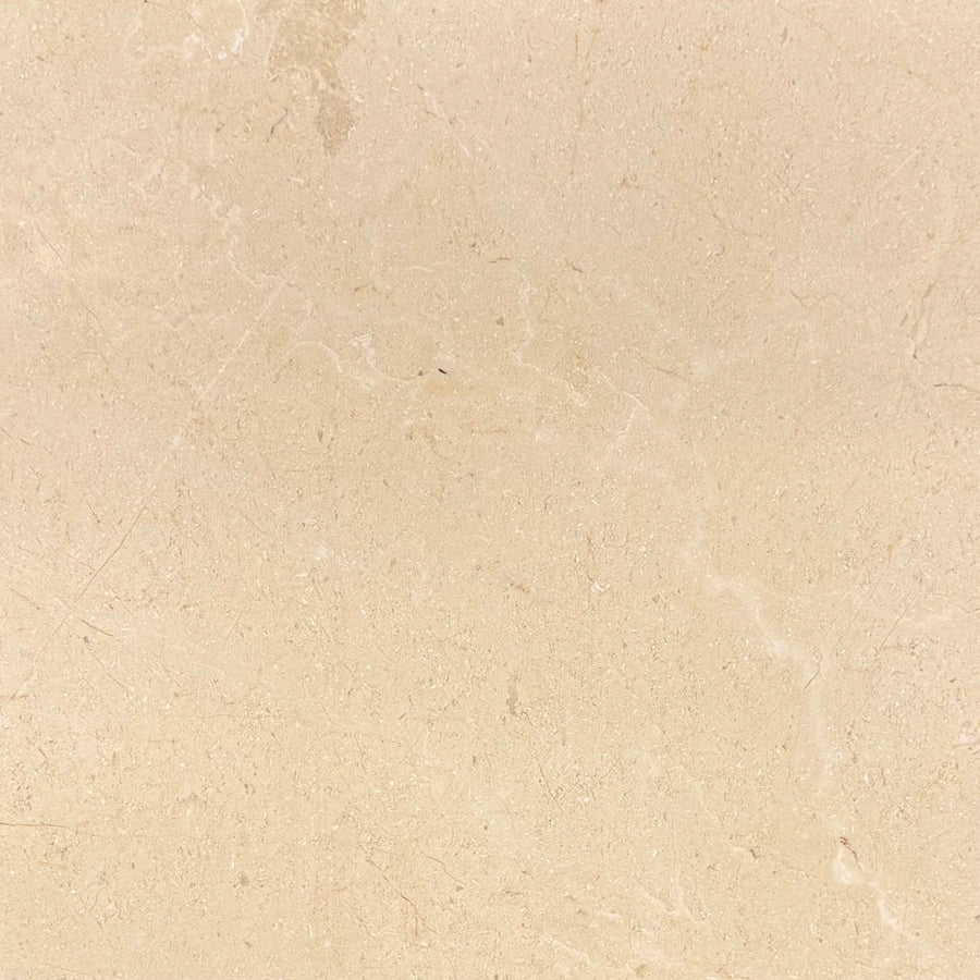 Bon Bon Beige Marble Tile showing 18×18 polished honed format and natural warm beige with subtle cream veining.