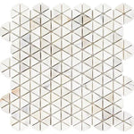 Calacatta Gold Marble Triangular Hexagonal Mosaic – Polished Finish – Luxury White & Gold Veining