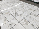Calacatta Gold 18x18 Marble Tile – Polished Italian White Marble with Rich Gold Veins