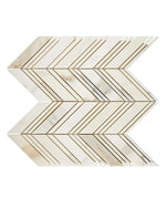 Calacatta Gold Marble Large Chevron Mosaic – Polished Finish – Luxury White & Gold Veining