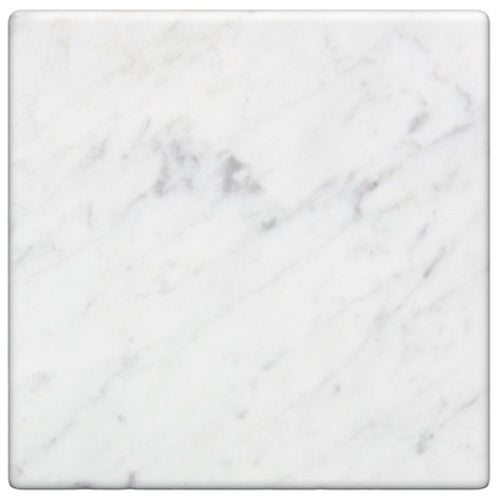 Carrara White Gioia marble 4×4 square tile with a tumbled finish.