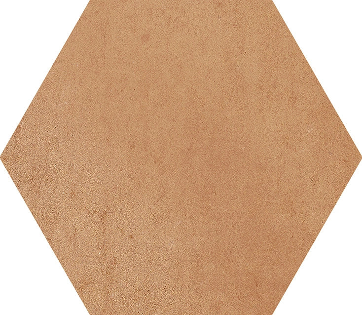 Castellon Menorca Hex Cotto 9-inch porcelain hexagon tile.