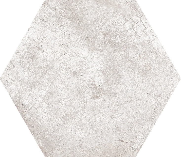 Castellon Rotterdam Hex Gris 9-inch porcelain hexagon tile.