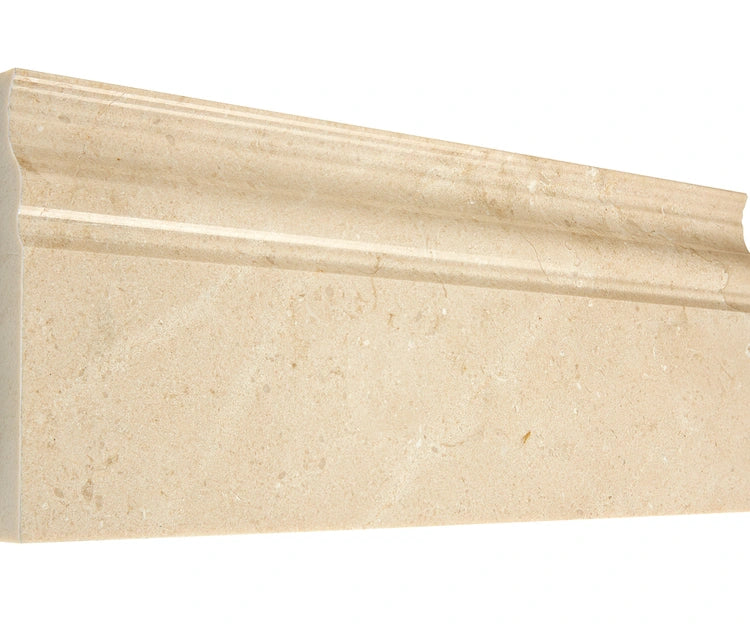 Crema Marfil marble polished 4¾×12 baseboard.