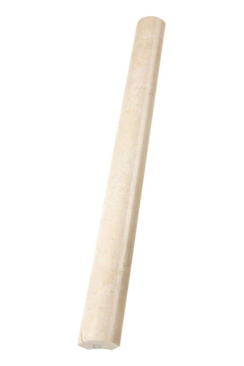 Crema Marfil marble 1×12 quarter-round trim in polished or honed finish.