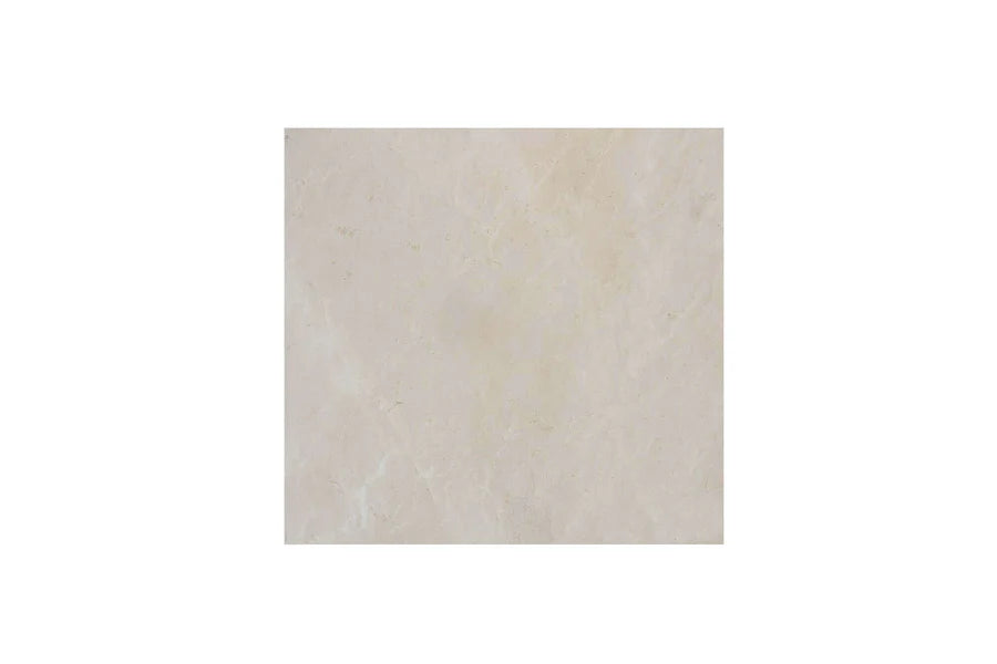Crema Marfil honed 12×12 marble tile.