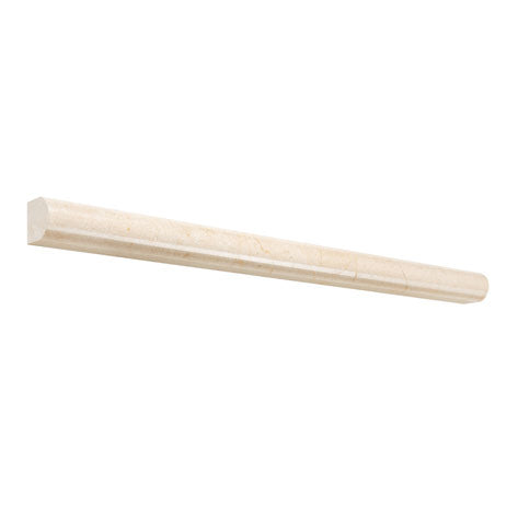 Crema Marfil honed ¾×12 bullnose liner.