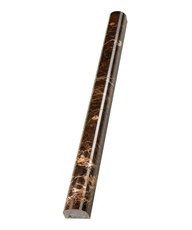 Emperador Dark marble polished ¾×12 bullnose liner.