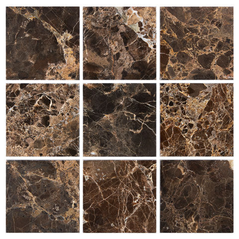 Emperador Dark marble polished 4×4 square tile.