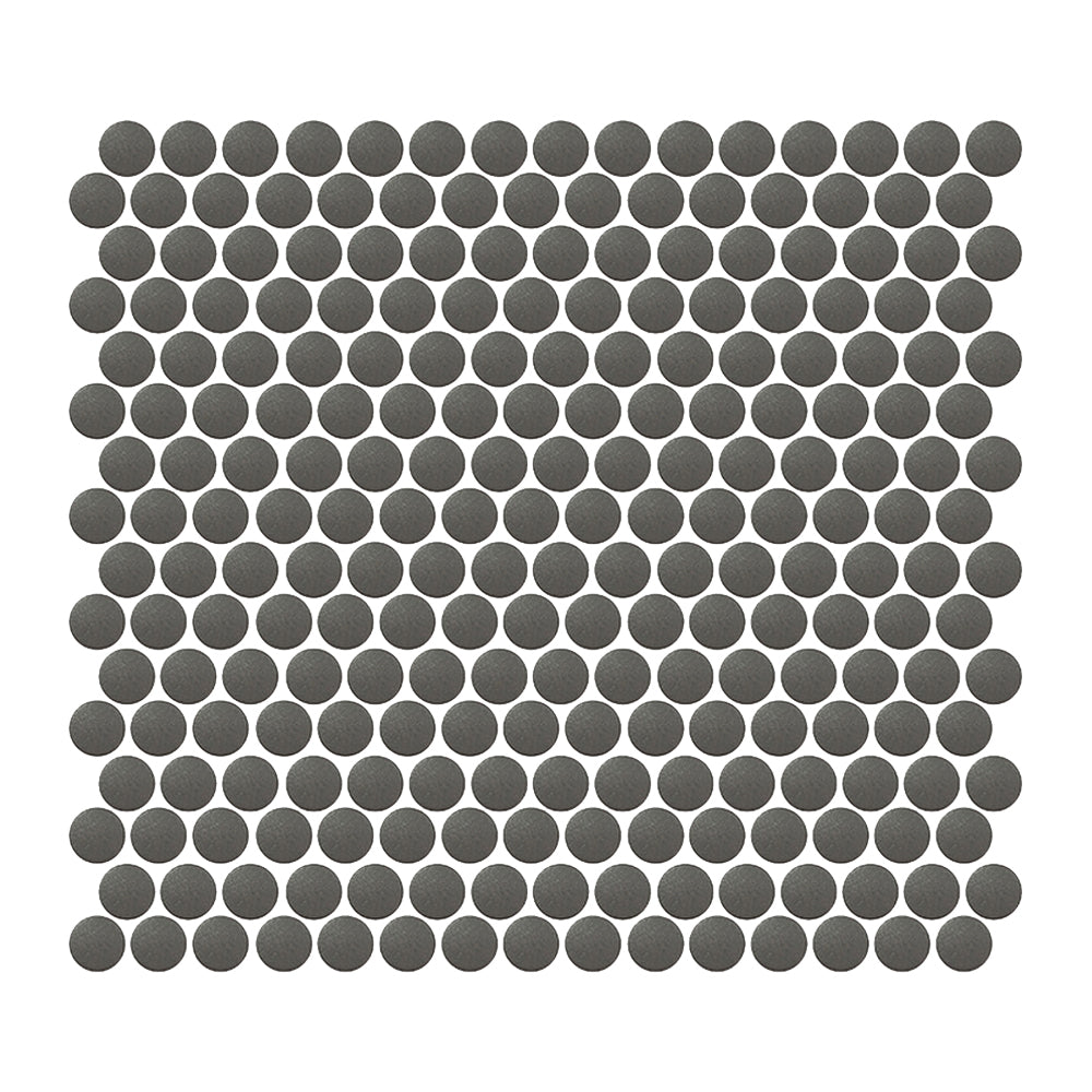 Foundry Iron matte full-body porcelain penny-round mosaic.