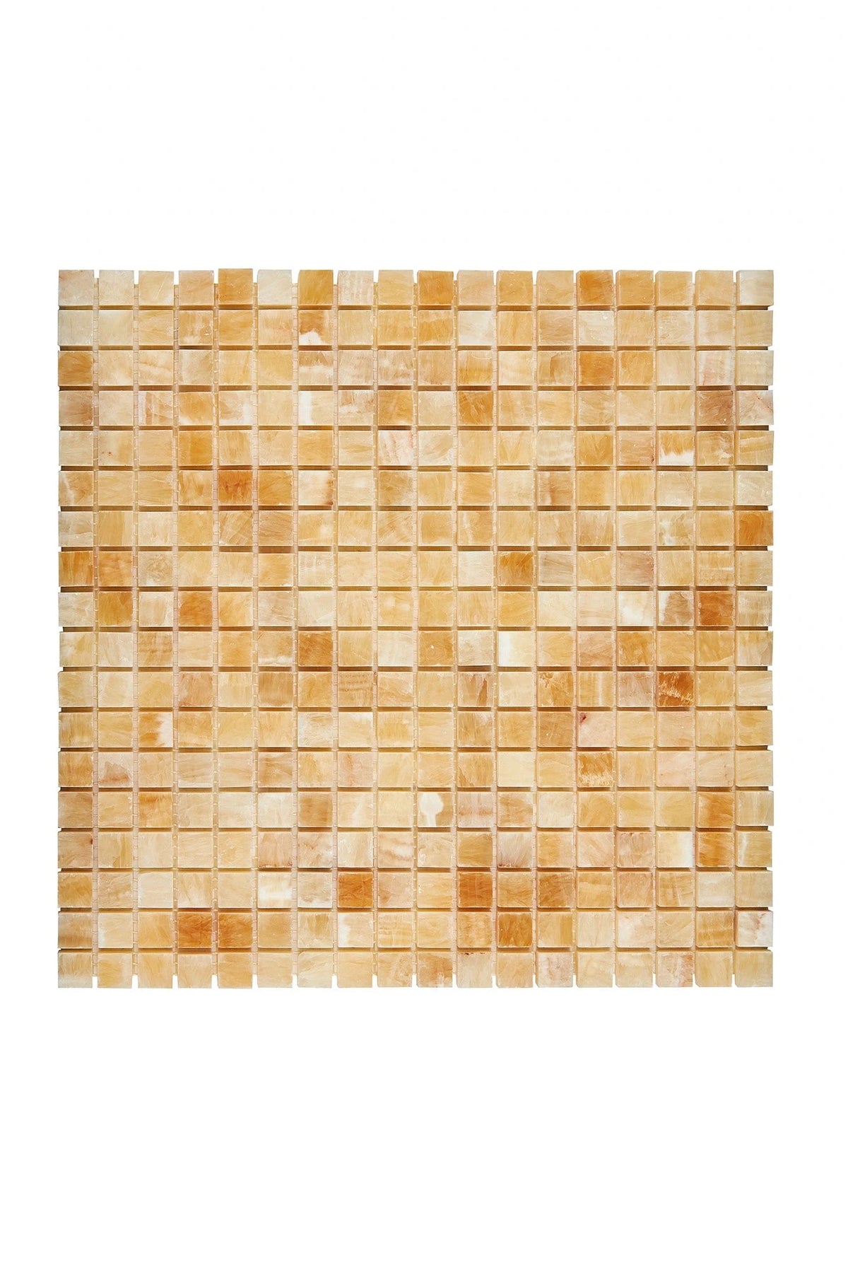Honey Onyx polished ⅝-inch square mosaic.