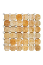 Honey Onyx Stone Octagon with White Mosaic Tile Polished - mosaic