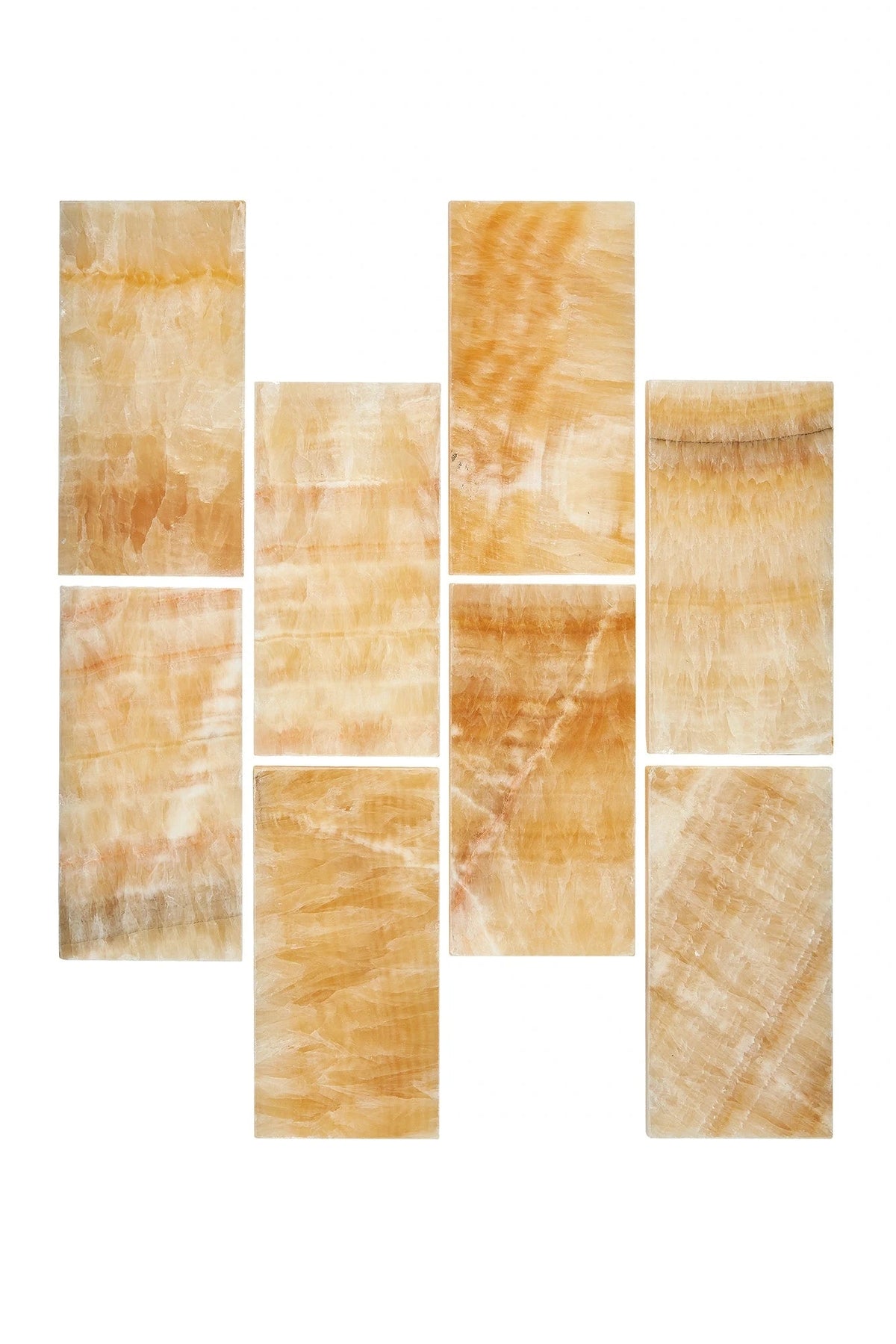 Honey Onyx polished 3×6 subway tile.