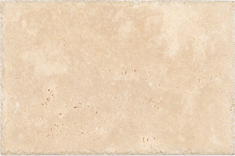 16×24 Antiqued Tile showing chiseled-edge and brushed warm ivory-beige Ivory Travertine.