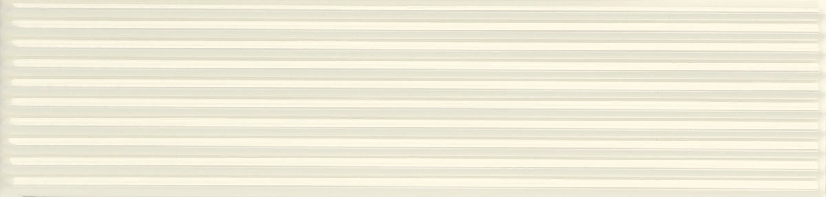 Rhythm Ivory Strata 2×8 glossy ceramic wall tile.