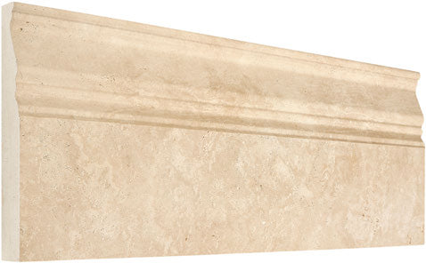 4¾×12 Baseboard in warm ivory-beige natural Ivory Travertine.