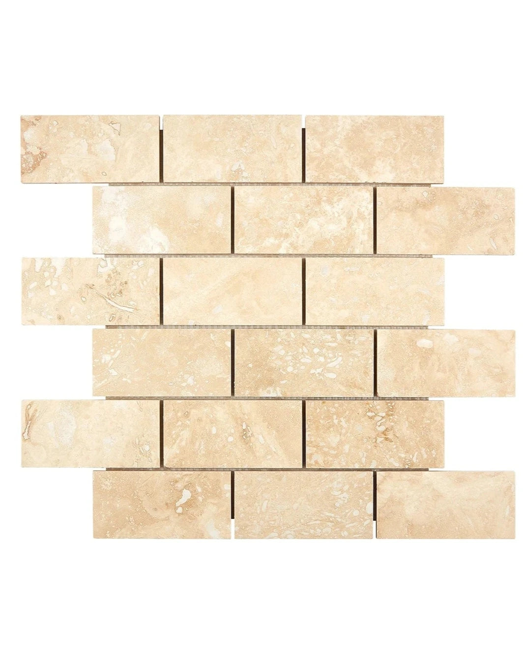 2×4 Mosaic showing honed warm ivory-beige Ivory Travertine.
