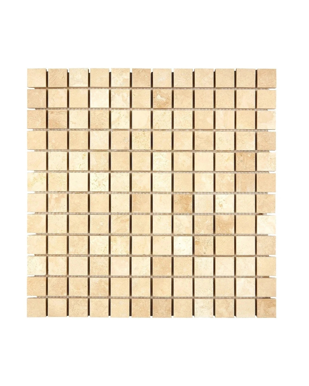 1×1 Mosaic showing honed warm ivory-beige Ivory Travertine.