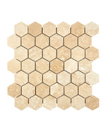 Ivory Travertine 2 In. Hexagon Mosaic - mosaic