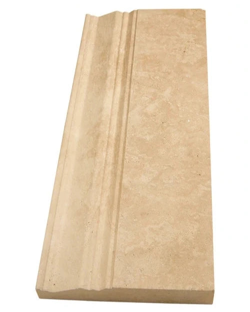 4¾×12 Baseboard in warm ivory-beige natural Ivory Travertine.