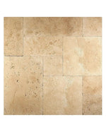 Ivory Travertine Versailles Pattern Tile Set – Chiseled Edge & Brushed - Tile