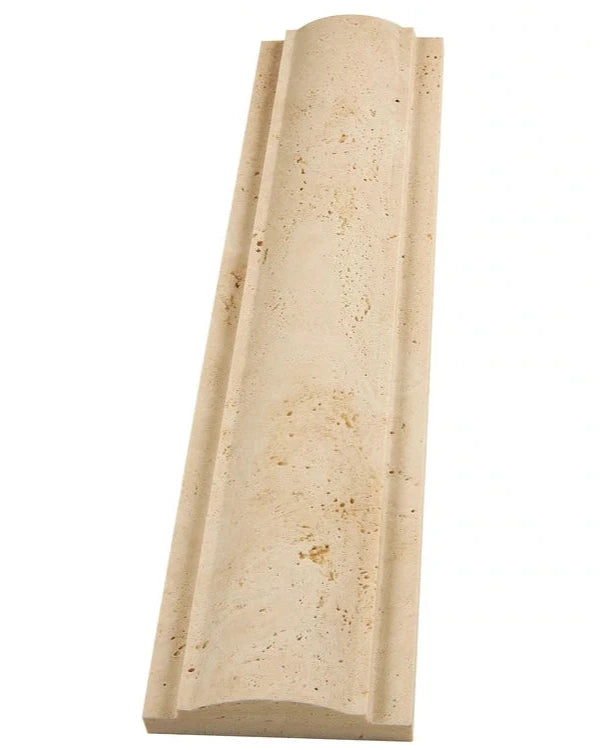 3×12 Arch Molding in warm ivory-beige natural Ivory Travertine.
