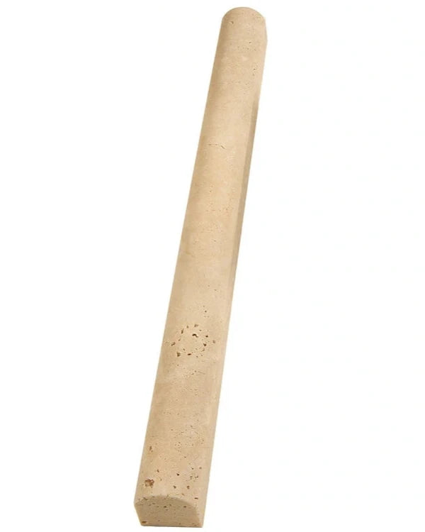 ¾×12 Bullnose Liner in warm ivory-beige natural Ivory Travertine.