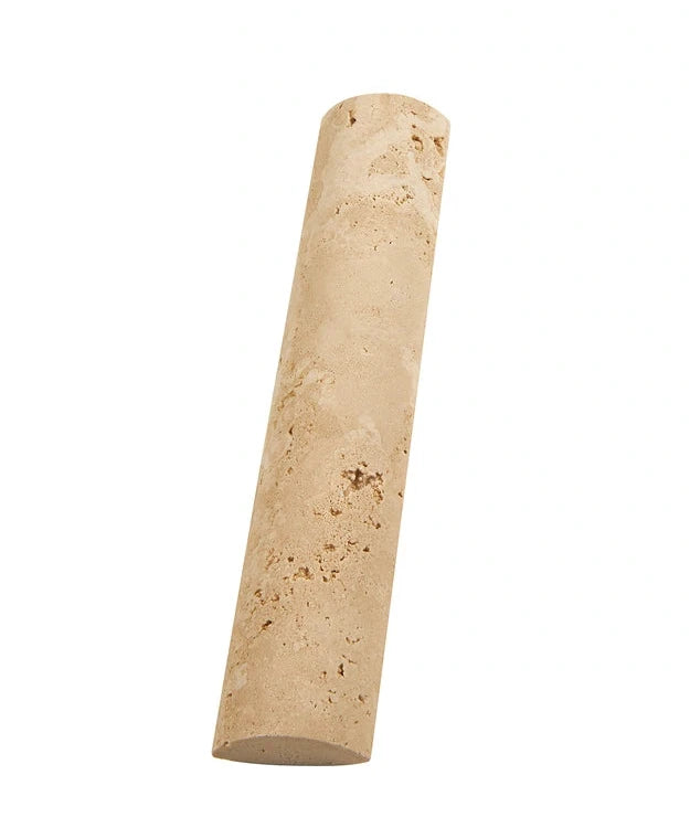 1×12 Quarter-Round Trim in warm ivory-beige natural Ivory Travertine.