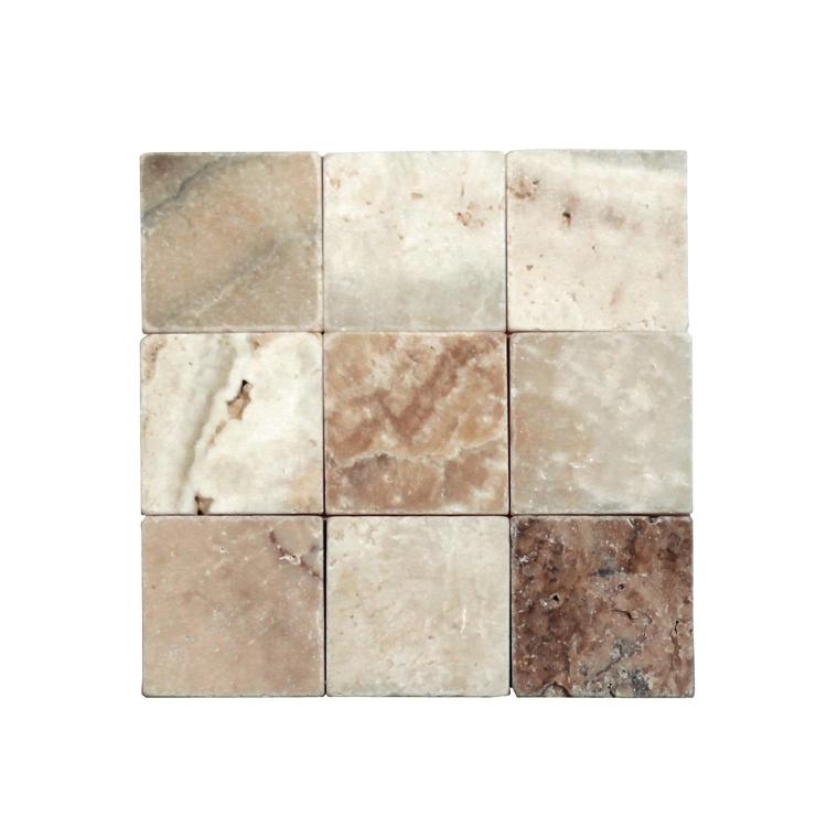 LaTravonya Travertine 4×4 tumbled field tile.