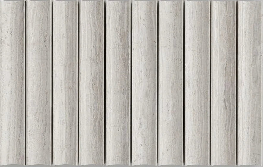 Luxe Profiles Finale 12⅜×7⅞ Beige-Gray leathered marble dimensional mosaic.