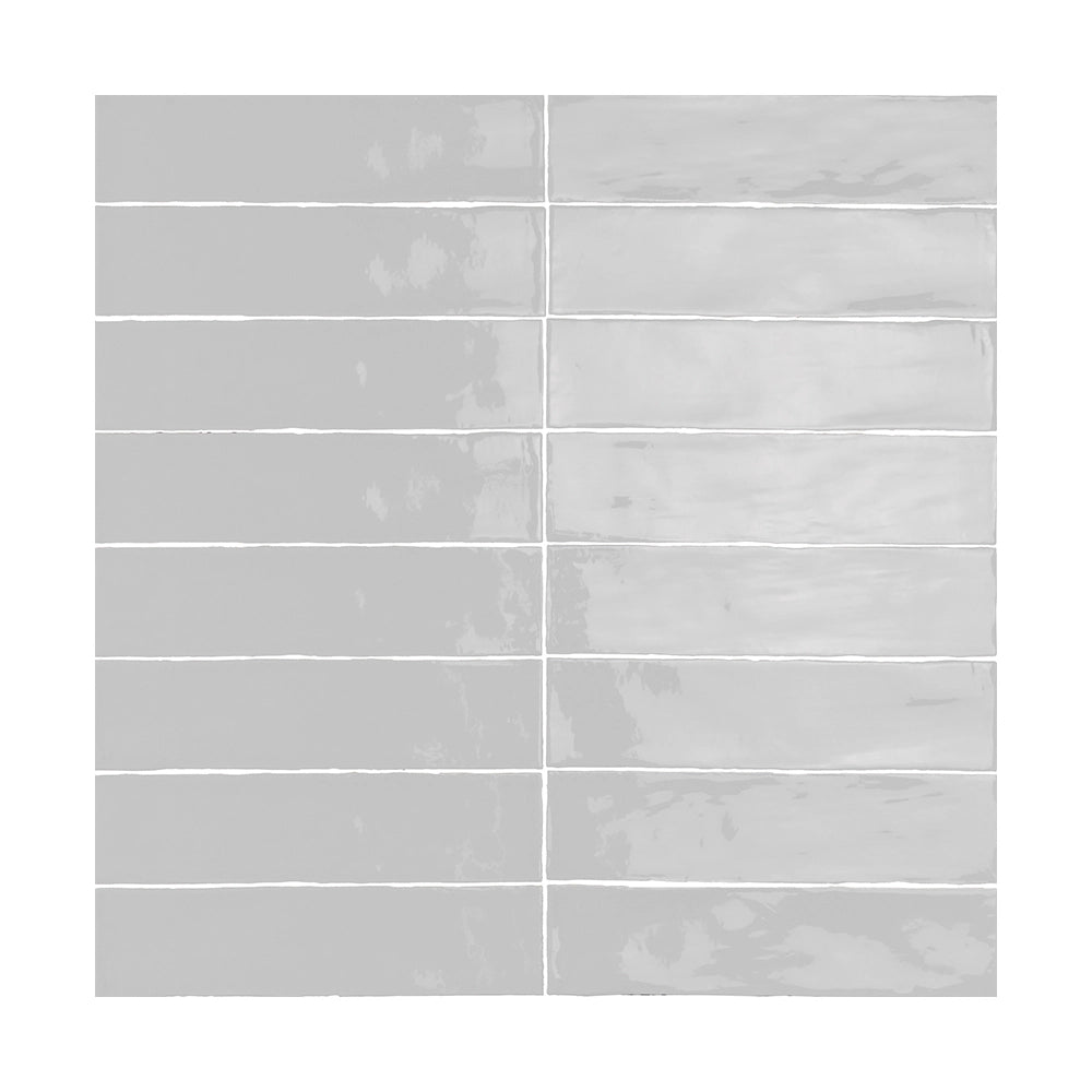 ModLine Ash Gray 3×12 glossy ceramic wall tile.