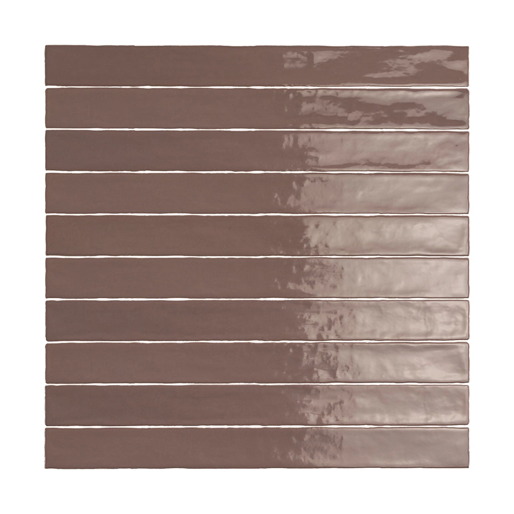 ModLine Espresso Brown 2×20 glossy ceramic wall tile.