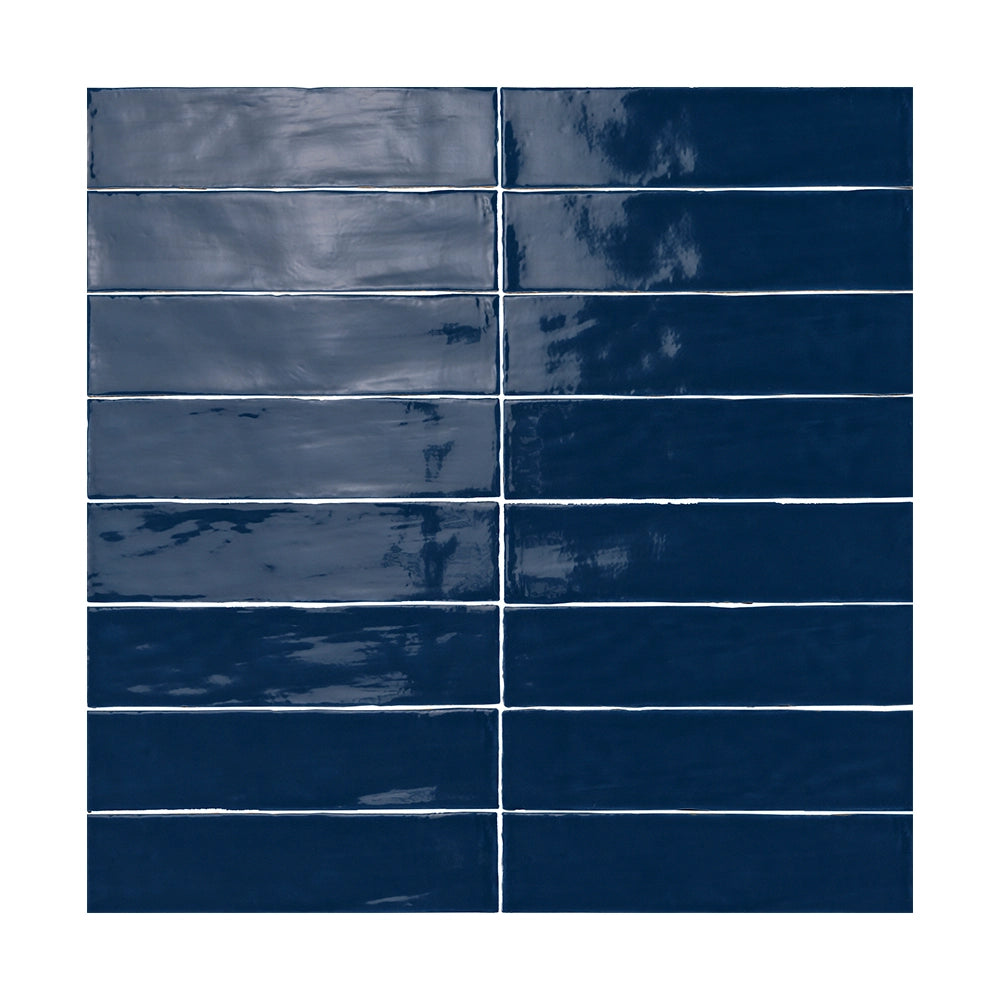ModLine Midnight Blue 3×12 glossy ceramic wall tile.