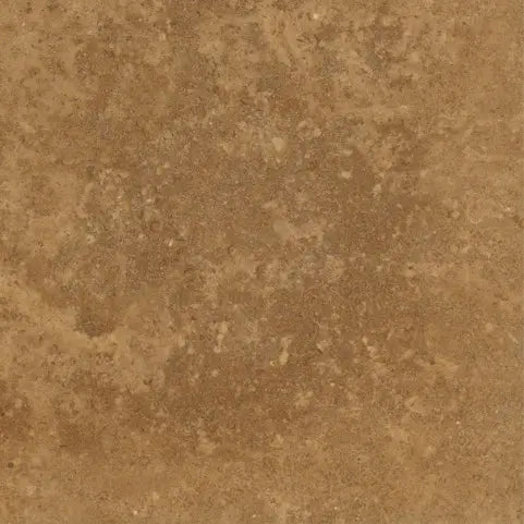 Noce Travertine 12×12 honed-and-filled tile with a smooth warm brown surface.