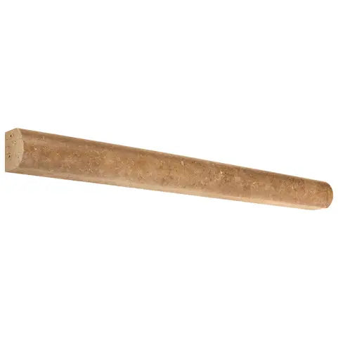 Noce Travertine ¾×12 honed bullnose liner with a rounded finished edge.