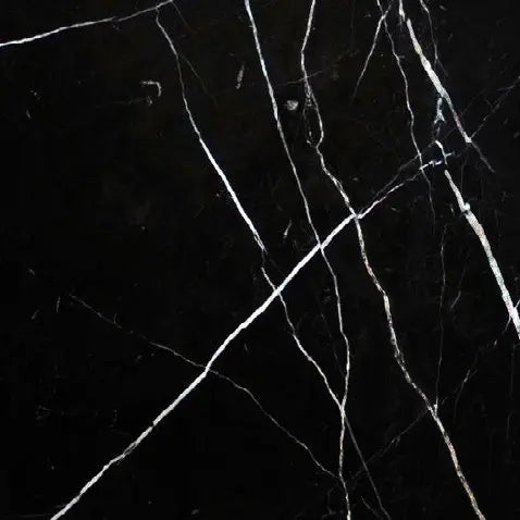 Nero Marquina marble honed 12×12 micro-beveled tile.