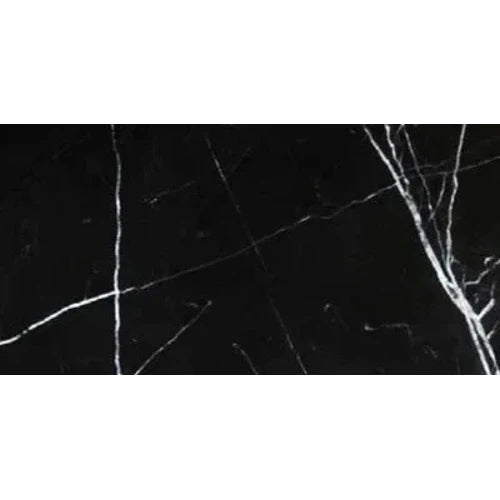Nero Marquina marble polished 12×24 micro-beveled tile.
