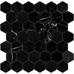Nero Marquina Marble 2-Inch Hexagonal Mosaic Tile – Polished or Honed - mosaic