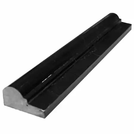 Nero Marquina marble 2×12 ogee liner in a polished or honed finish.