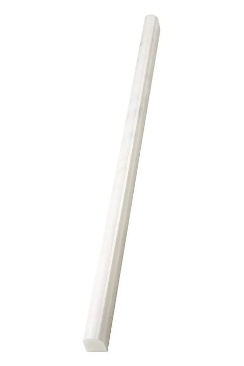 Oriental White marble ½×12 pencil liner in a polished or honed finish.